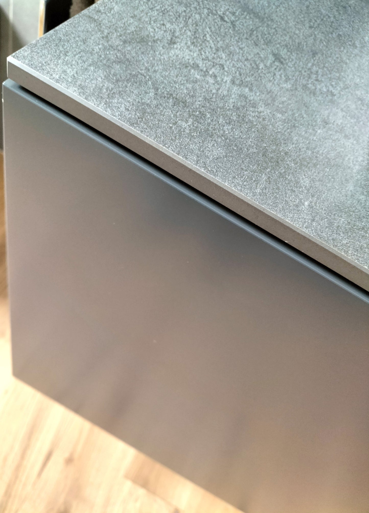 Mobile bagno - laccato opaco grigio - top gres