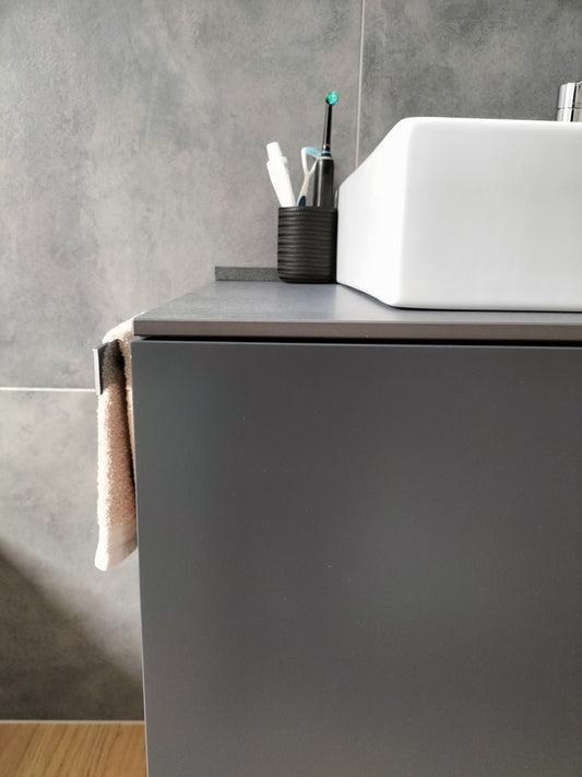 Mobile bagno - laccato opaco grigio - top gres